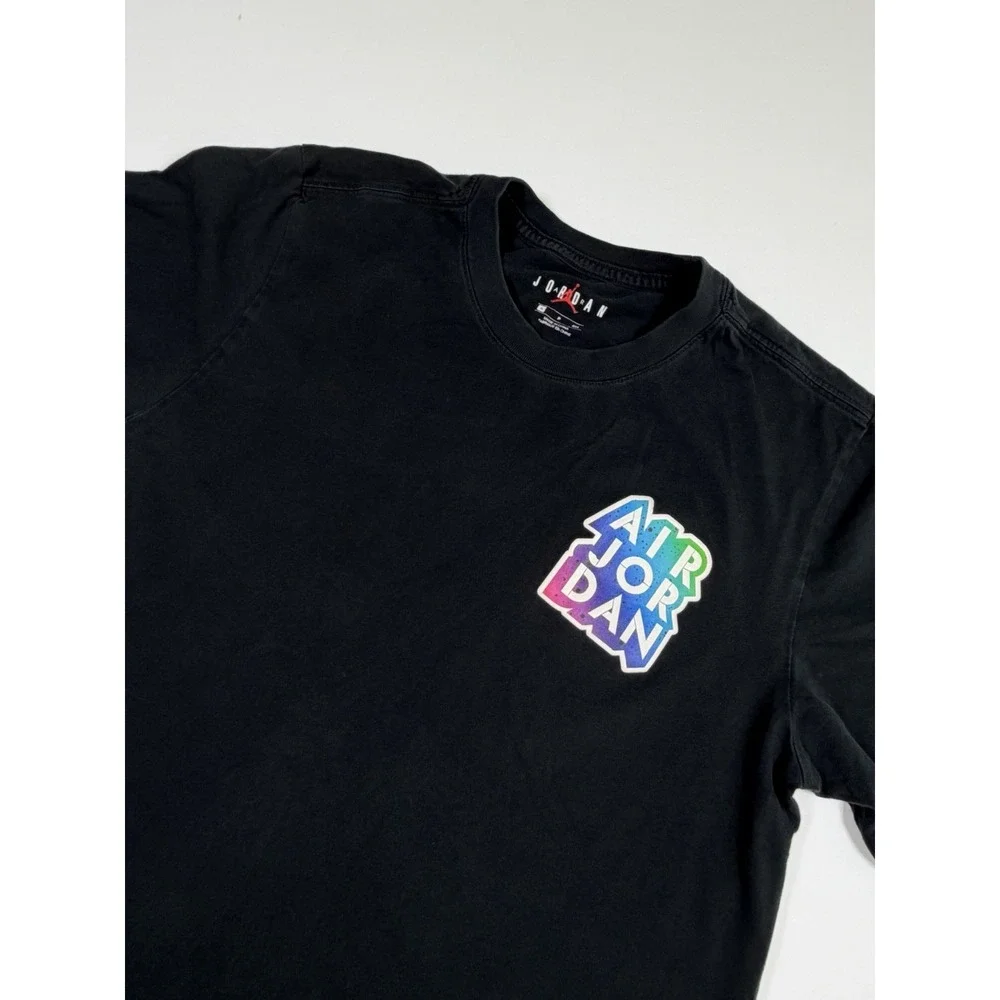 Nike Air Jordan Mens S Black Sticker Mesh Graphic T-Shirt CD5638-010 Flight